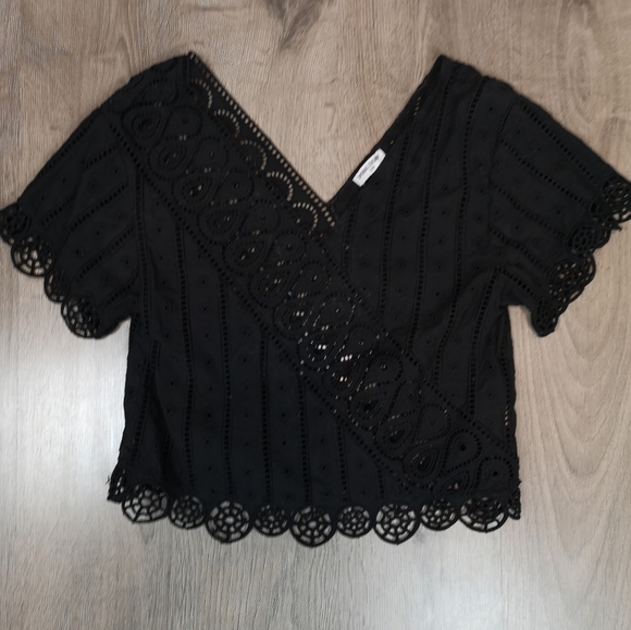vintage Opening Ceremony BLACK BROIDERIE ANGLAISE scallop edge eyelet lace top - Picture 1 of 13
